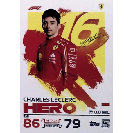 Offer Cards Charles Leclerc F1 Team Ferrari Topps F1 Turbo Attax 2024