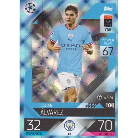 JULIAN ALVAREZ 2022-23 Topps Stadium Club Chrome UEFA Club Competitions  Soccer REFRACTOR PARALLEL Rookie Card RC #14 Argentina Manchester City at  's Sports Collectibles Store