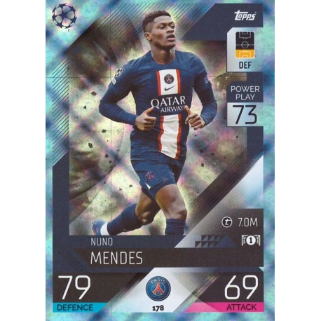 Venta Cromos Nuno Mendes PSG Crystal Match Attax 22/23