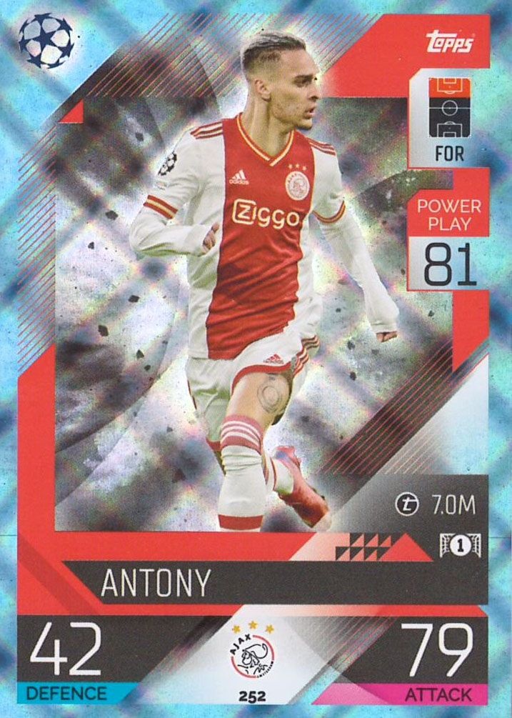 Antony 2022 Topps Chrome UEFA Champions League All Star Rookie Purple  030/250 #31 AFC Ajax