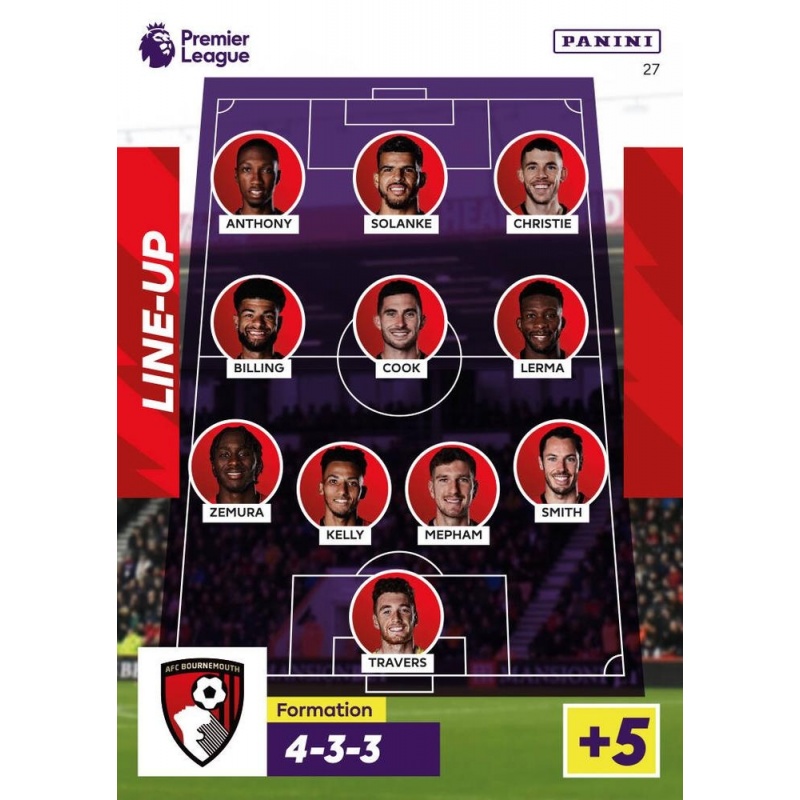 Sale Cards Line-Up AFC Bournemouth Panini Adrenalyn Xl Premier