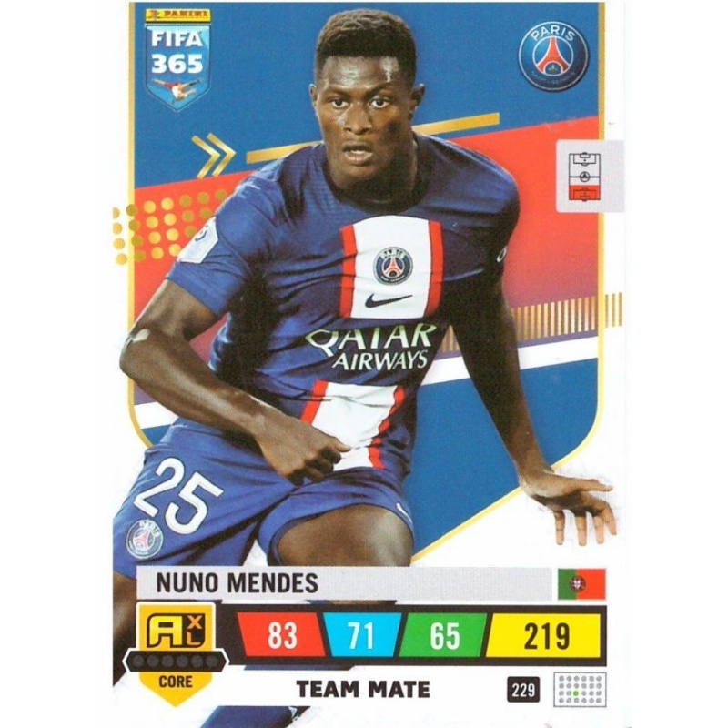 Sale Cards Nuno Mendes PSG Fifa 365 Adrenalyn XL 2023