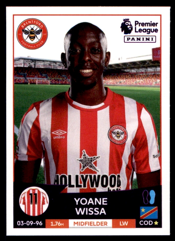 YOANE WISSA Brentford 2022-23 Panini Select ⚽️ EPL Unstoppable SILVER Prizm  SP