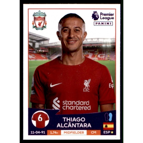 Buy Sticker Thiago Alcantara Liverpool Premier League Stickers Panini 2023