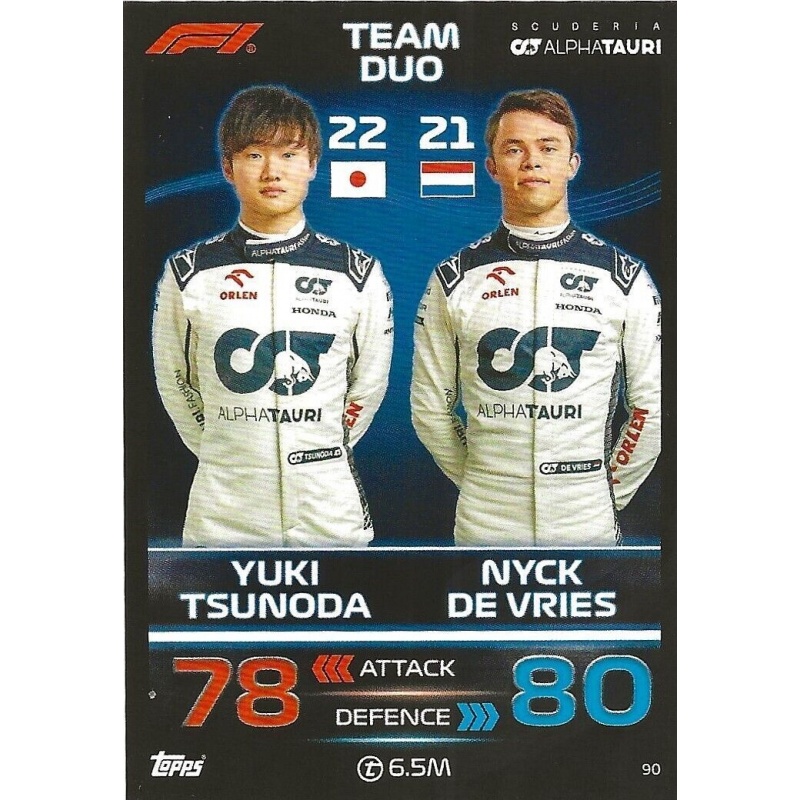 Buy Cards Yuki Tsunoda - Nyck de Vries - F1 Team Duo Alpha Tauri 