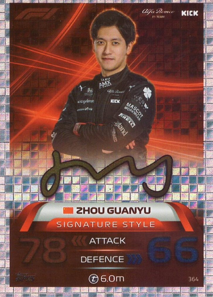 Offer Cards Zhou Guanyu Signature Style Topps Turbo Attax 2023