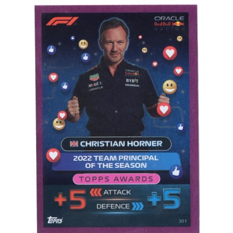 Christian Horner Pink Parallel Topps Awards 301