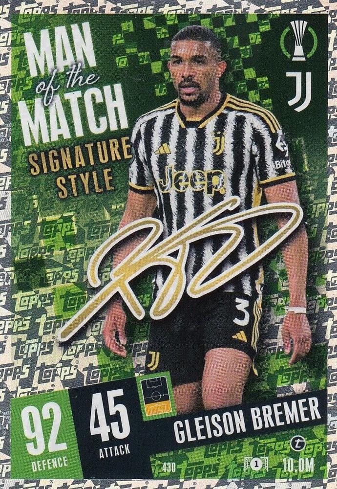 Sale Cards Gleison Bremer Juventus Man of the Match Signature