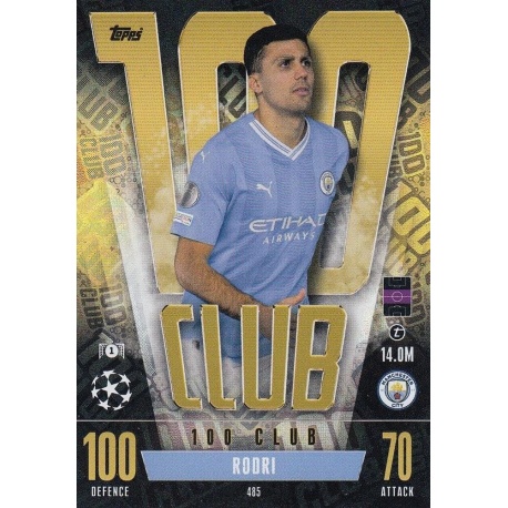 Rodri 100 Club Manchester City 485