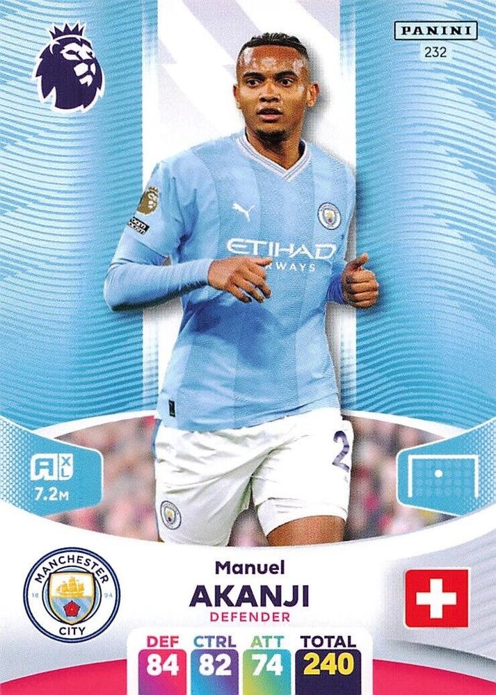 Sale Cards Manuel Akanji Manchester City Adrenalyn XL Premier League 2024
