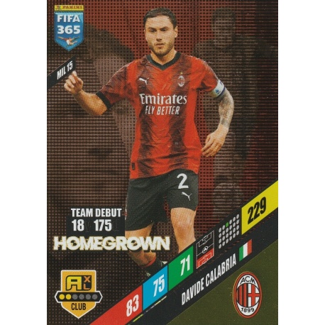 Offer Soccer Cards Davide Calabria Homegrown Adrenalyn XL Fifa 365 2024