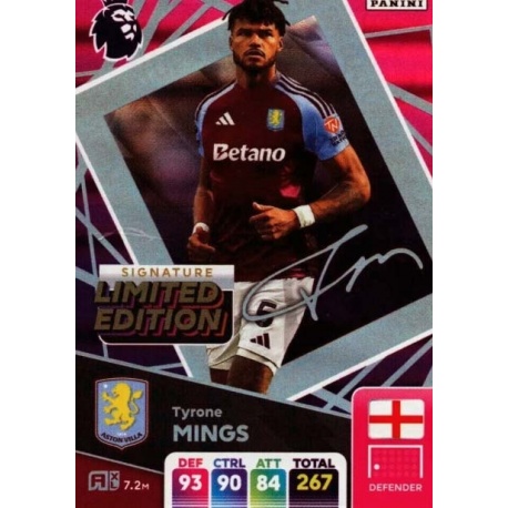 Tyrone Mings Limited Edition Printed Signature Aston Villa