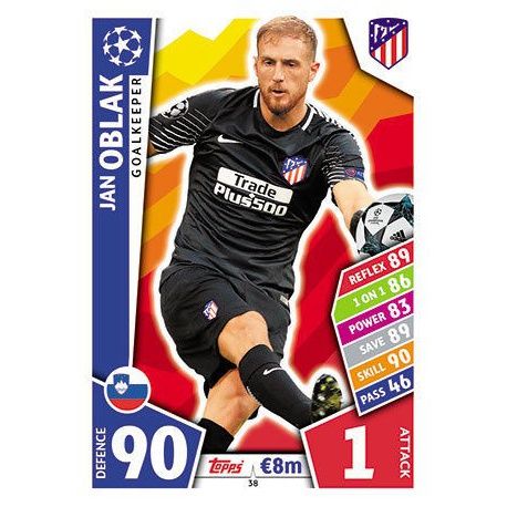 Jan Oblak Atlético Madrid 38 Match Attax Champions 2017-18