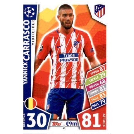 Yannick Carrasco Atlético Madrid 49 Match Attax Champions 2017-18