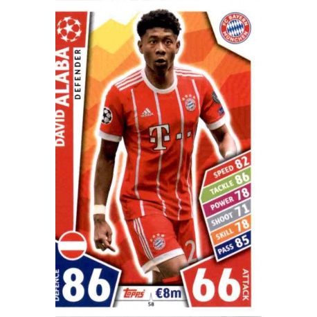 David Alaba Bayern Munich 58 Match Attax Champions 2017-18