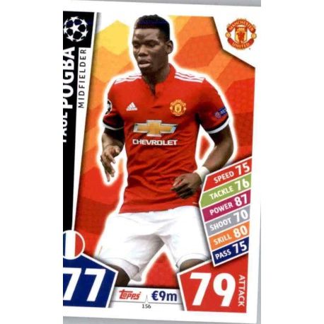 Paul Pogba Manchester United 156 Match Attax Champions 2017-18