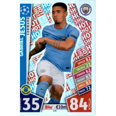 Gabriel Jesus - Hot Shot Manchester City 178 Match Attax Champions 2017-18