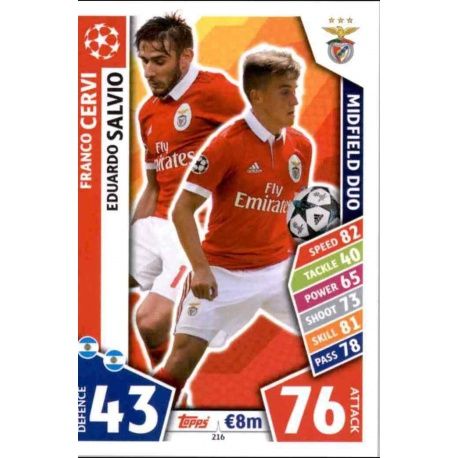 Franco Cervi - Eduardo Salvio - Midfield Duo Benfica 216 Match Attax Champions 2017-18