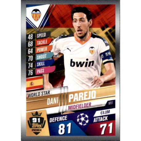 Dani Parejo Valencia World Star W91 Match Attax 101 2019-20