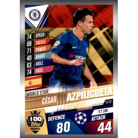 César Azpilicueta Chelsea World Star W100 Match Attax 101 2019-20