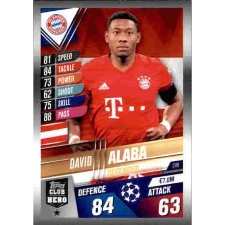 David Alaba Bayern München Club Hero CH9 Match Attax 101 2019-20