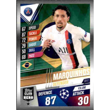 Marquinhos Paris Saint-Germain Club Hero CH12 Match Attax 101 2019-20