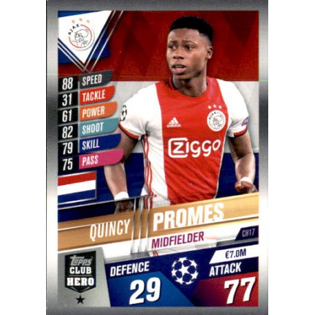 Quincy Promes Ajax Club Hero CH17 Match Attax 101 2019-20