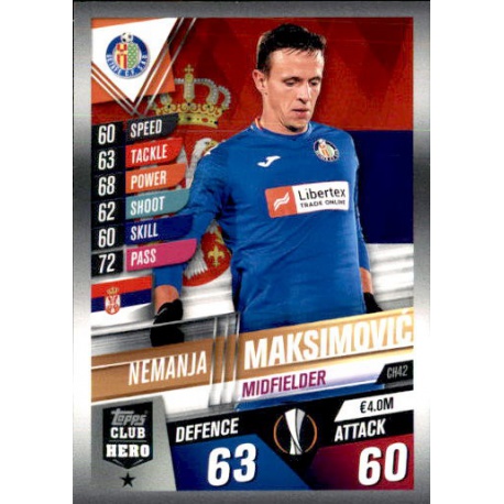 Nemanja Maksimović Getafe Club Hero CH42 Match Attax 101 2019-20