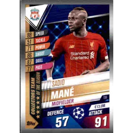 Sadio Mané Liverpool Collectors Team of the Season TS6 Match Attax 101 2019-20