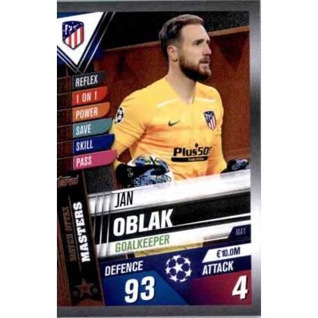 Jan Oblak Atlético de Madrid Masters MA1 Match Attax 101 2019-20