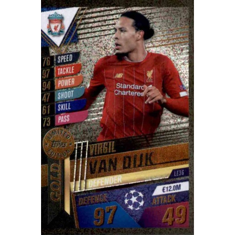 Virgil van Dijk Liverpool Limited Edition Gold LE3G Match Attax 101 2019-20