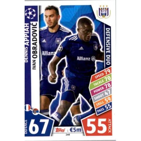 Dennis Appiah - Ivan Obradović - Defensive Duo Anderlecht 288 Match Attax Champions 2017-18