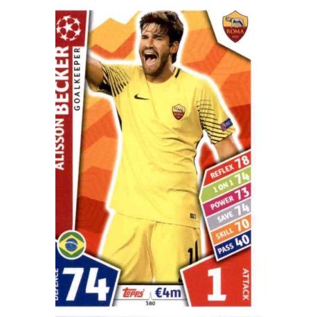 Alisson Becker Roma 380 Match Attax Champions 2017-18