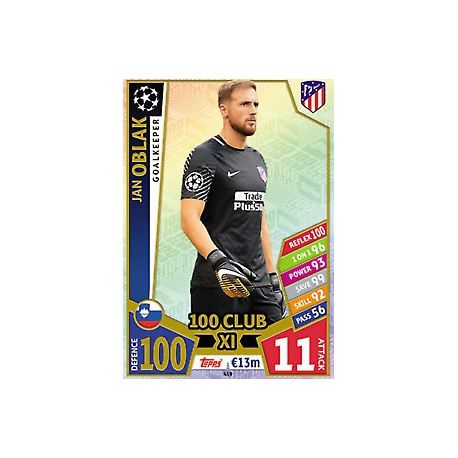 Jan Oblak UCL 100 Club XI 419 Match Attax Champions 2017-18