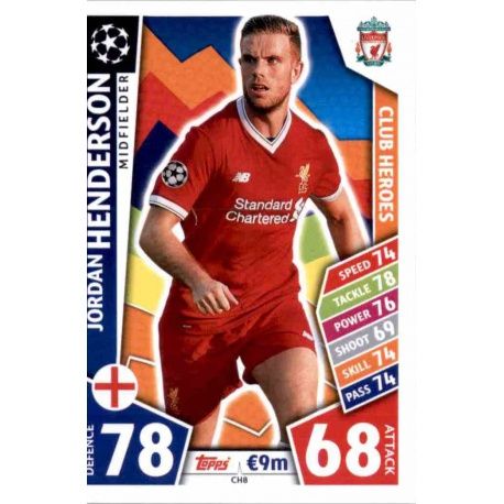 Jordan Henderson Club Heroes CH8 Match Attax Champions 2017-18