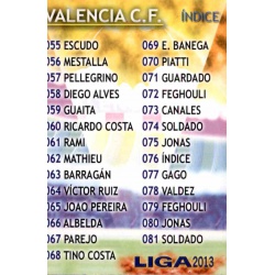 Índice Valencia 76 Las Fichas de la Liga 2013 Official Quiz Game Collection