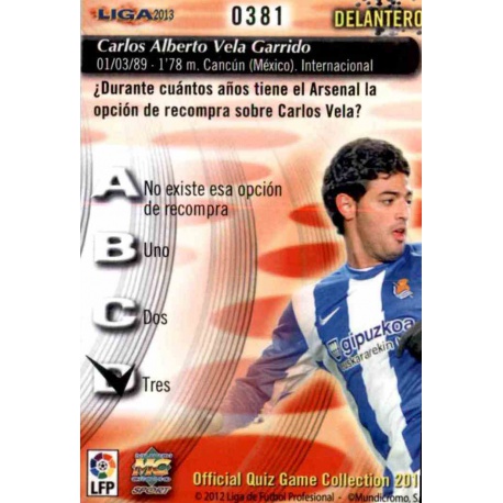 Carlos Vela Error Real Sociedad 318 Las Fichas de la Liga 2013 Official Quiz Game Collection