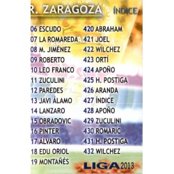 Índice Zaragoza 427 Las Fichas de la Liga 2013 Official Quiz Game Collection