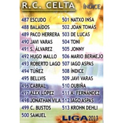 Índice Celta 508 Las Fichas de la Liga 2013 Official Quiz Game Collection