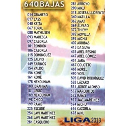 Indice de Bajas 640 Las Fichas de la Liga 2013 Official Quiz Game Collection