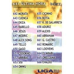 Indice UH I 641 Las Fichas de la Liga 2013 Official Quiz Game Collection