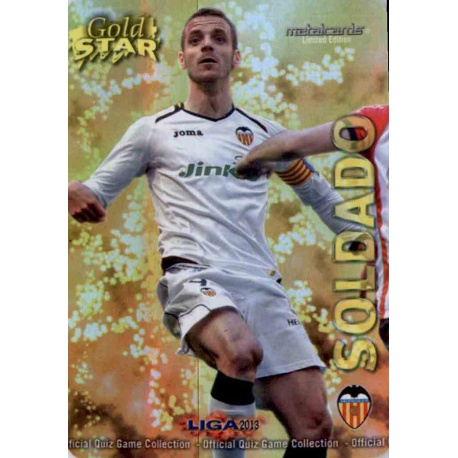 Soldado Gold Star Brillo Liso Valencia 17 Las Fichas de la Liga 2013 Official Quiz Game Collection