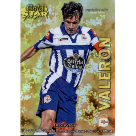 Valerón Gold Star Brillo Liso Deportivo 43 Las Fichas de la Liga 2013 Official Quiz Game Collection