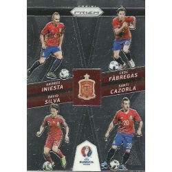 David Silva - Cesc Fabregas - Andres Iniesta - Santi Cazorla Spain Country Combinations Quads CCQ-4 Prizm Uefa Euro 2016 France