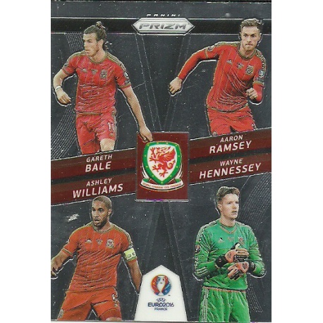 Gareth Bale - Wayne Hennessey - Aaron Ramsey - Ashley Williams Wales Country Combinations Quads CCQ-10 Prizm Uefa Euro 2016 Fran