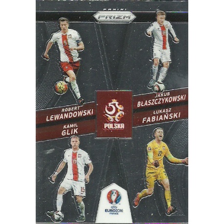 Robert Lewandowski - Jakub Blaszczykowski - Kamil Glik - Lukasz Fabianski Poland Country Combinations Quads CCQ-12 Prizm Uefa Eu