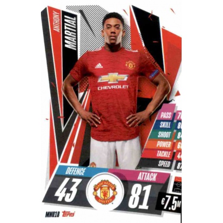 Anthony Martial Manchester United MNU18 Match Attax Champions International 2020-21