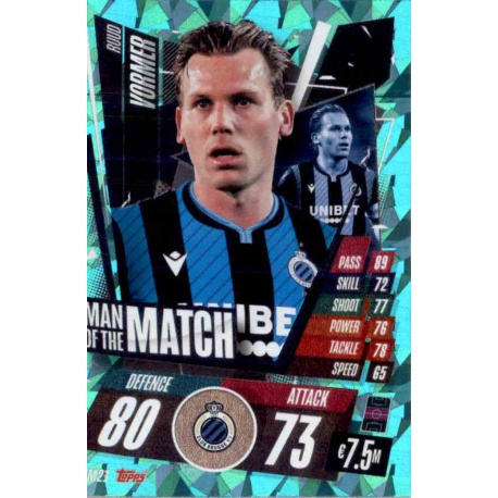 Ruud Vormer Man Of The Match Club Brugge MM21 Match Attax Champions International 2020-21