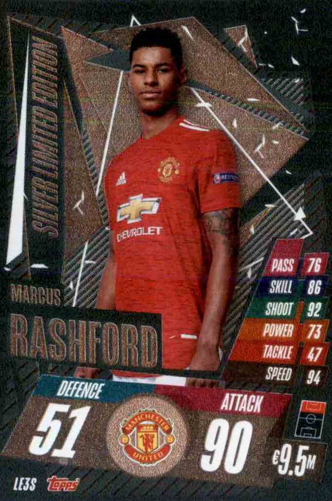 Soccer Card Of Marcus Rashford Limited Edition Silver Topps Match Attax  2020/21