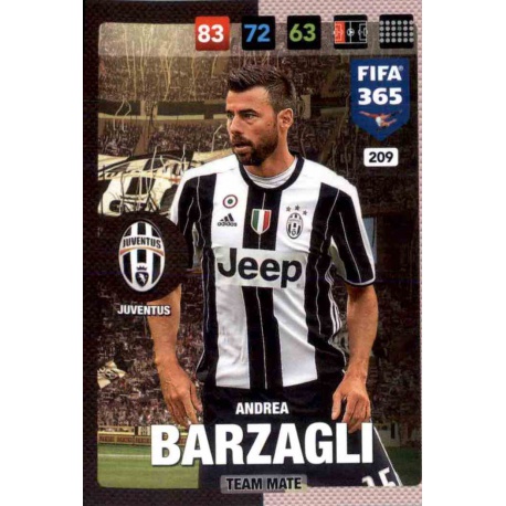 Andrea Barzagli Juventus 209 FIFA 365 Adrenalyn XL 2017